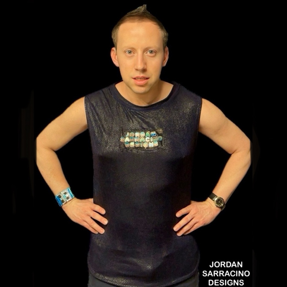 Blue&Gold Metallic Logo Vest